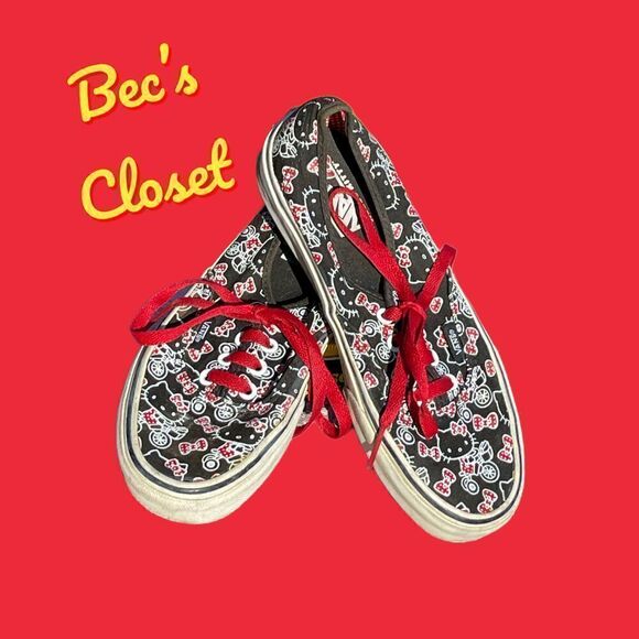 Vans Off The Wall Hello Kitty Red Black White Low Special Collaboration Size 7 - Picture 12 of 12